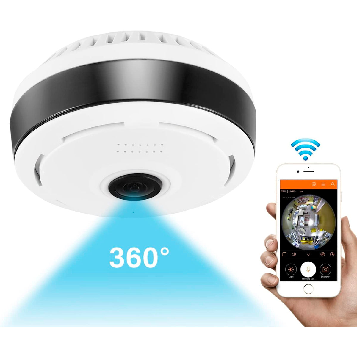 Camara wifi g-power ojo de pez, 360°, 2mp